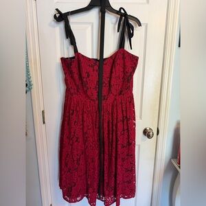 Unique Vintage Red Lace Pinup Retro Dress
